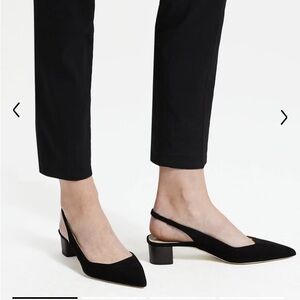 Theory Black Heel Slingback in Suede Size 7.5